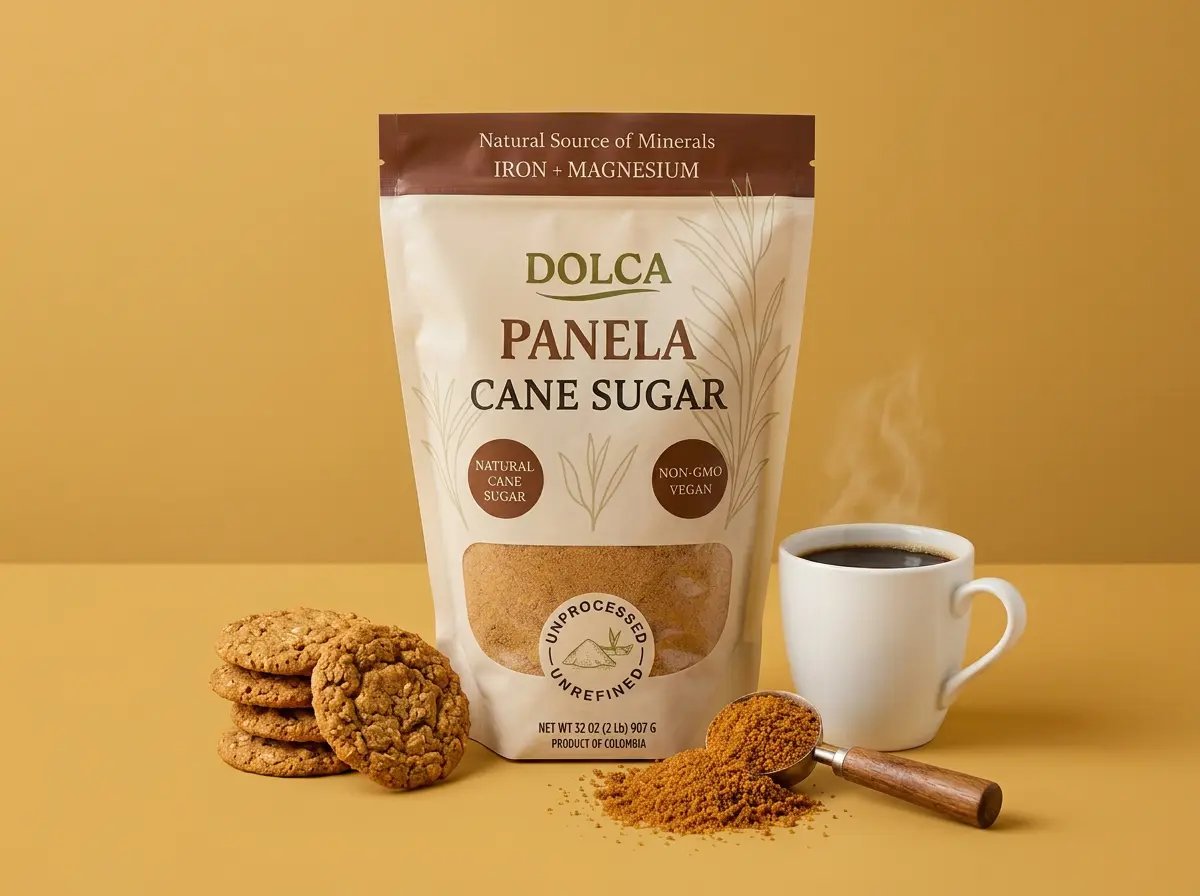 Dolca Panela with cookies and coffee